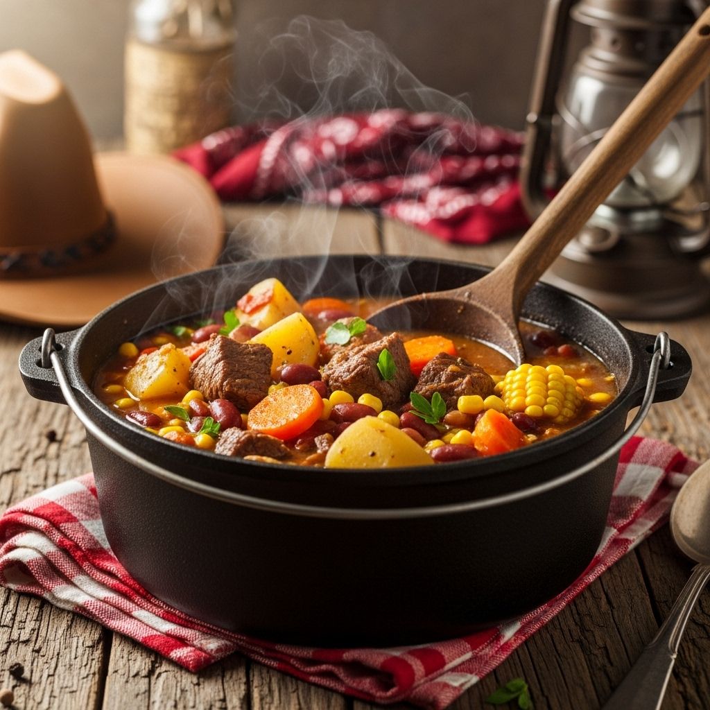 Hearty frontier flavors combine in an effortless stew that warms bellies and spirits.