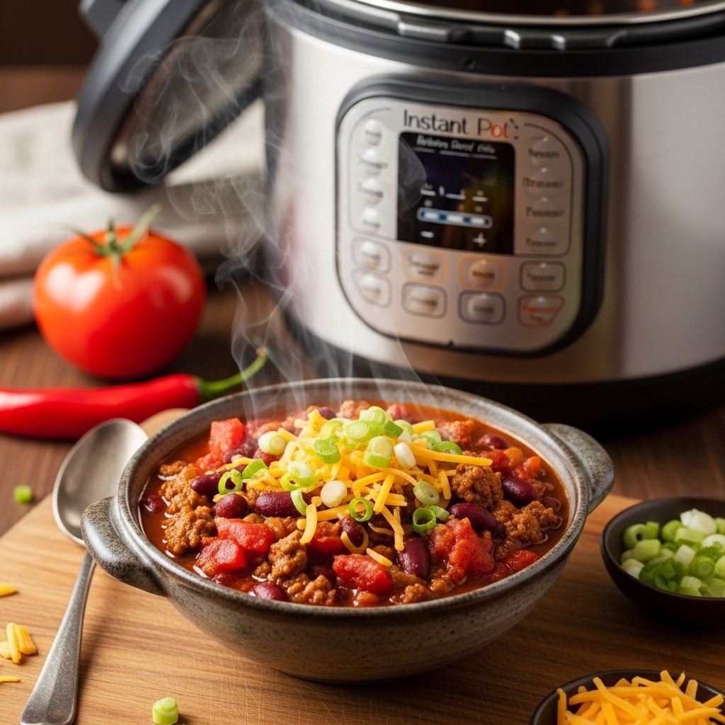 Make savory chili that tastes slow-cooked, using pressure cooking and secret ingredients.