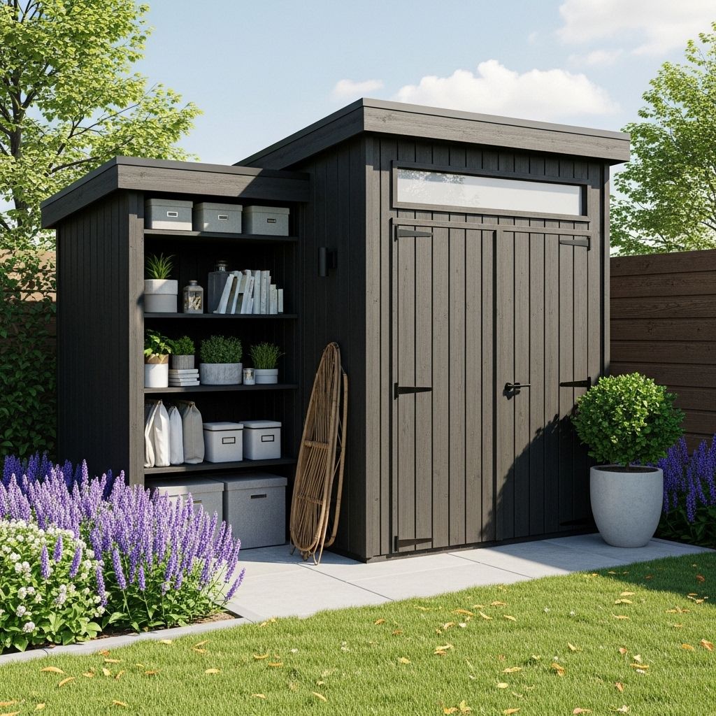 Combine durability and design to transform outdoor clutter into a chic organized retreat.