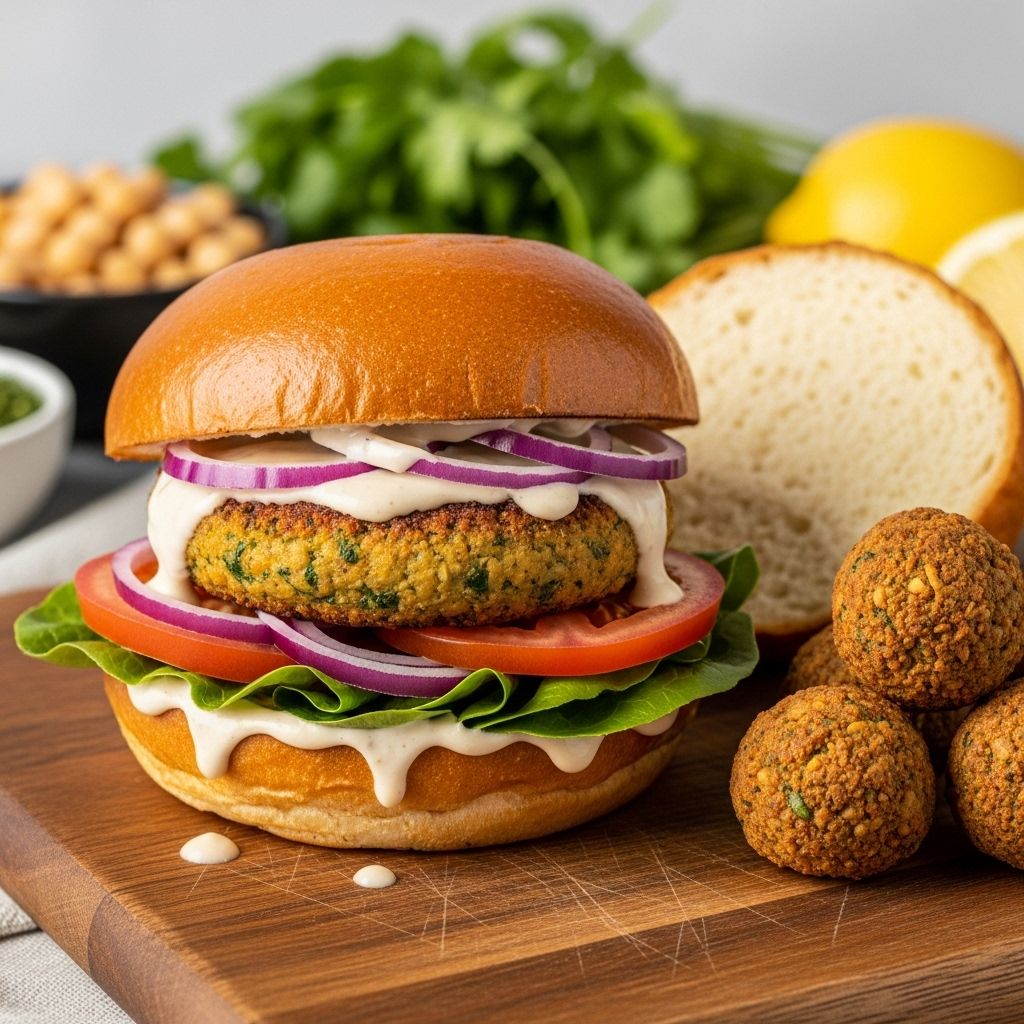 Ultimate Guide to Homemade Falafel Burgers Transform chickpeas and herbs into golden-crisp patties loaded with fresh, vibrant flavor.