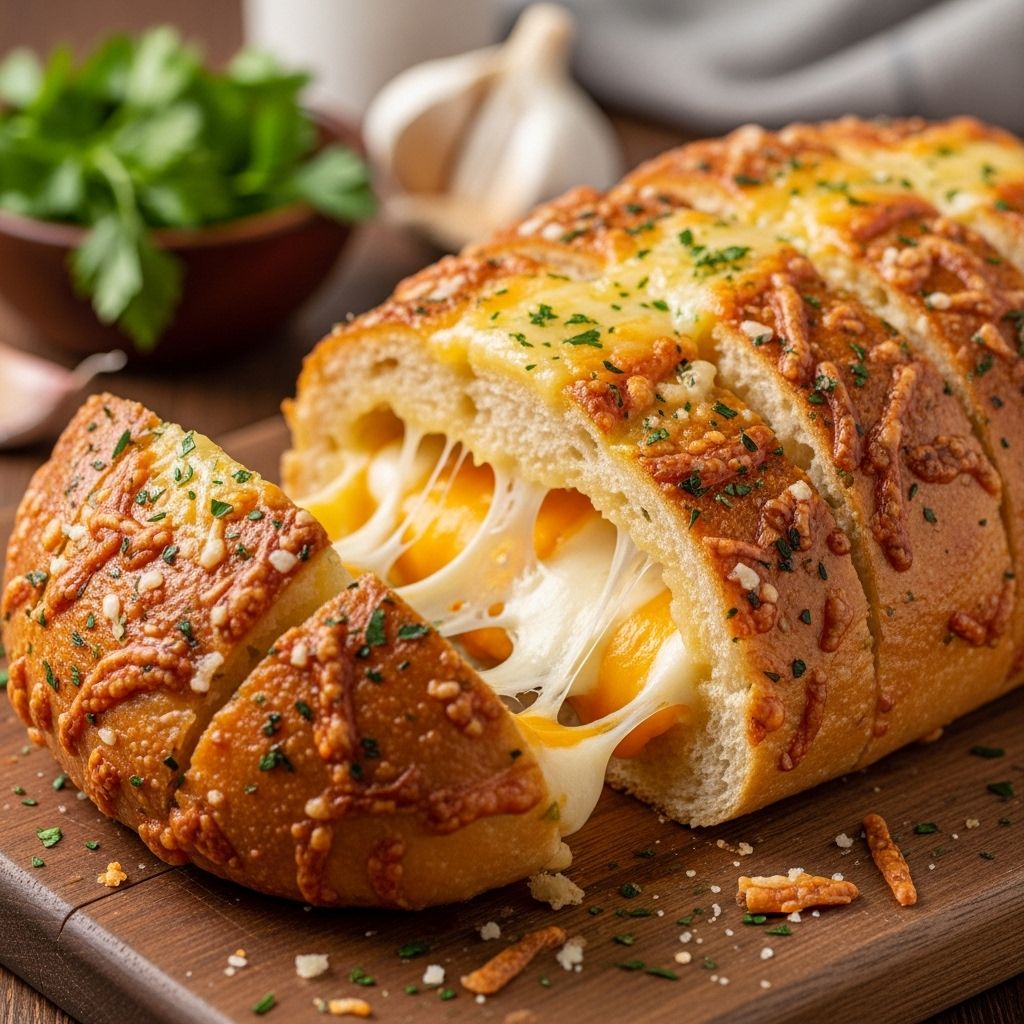A buttery, herb-kissed loaf with crisp edges and irresistibly gooey interior.