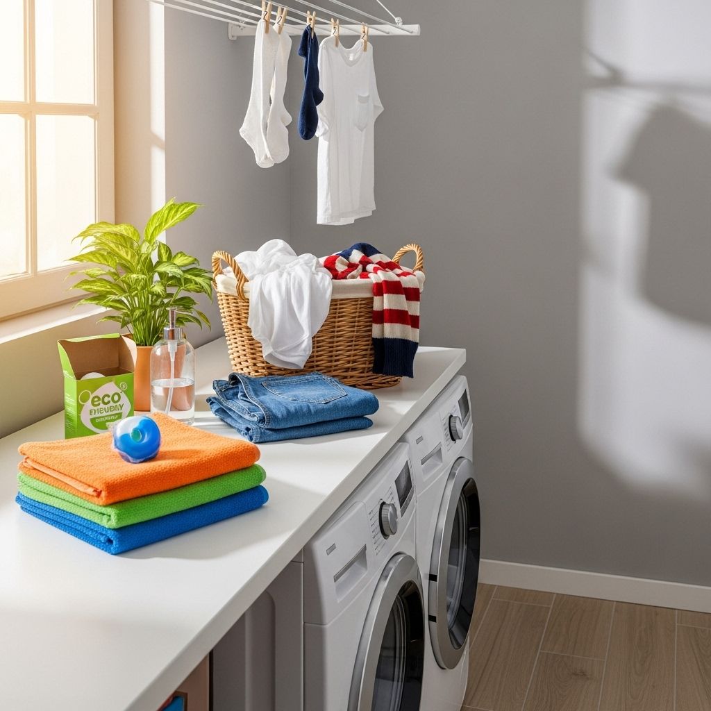 Simple sorting and stain care preserve fabrics and clear clutter from your wash space.