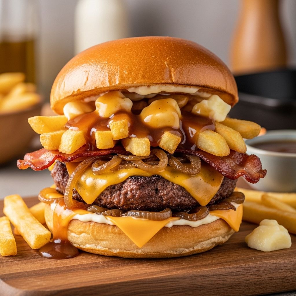 Stacked patties, melted curds, and hot gravy pack a punch of flavor in every bite.