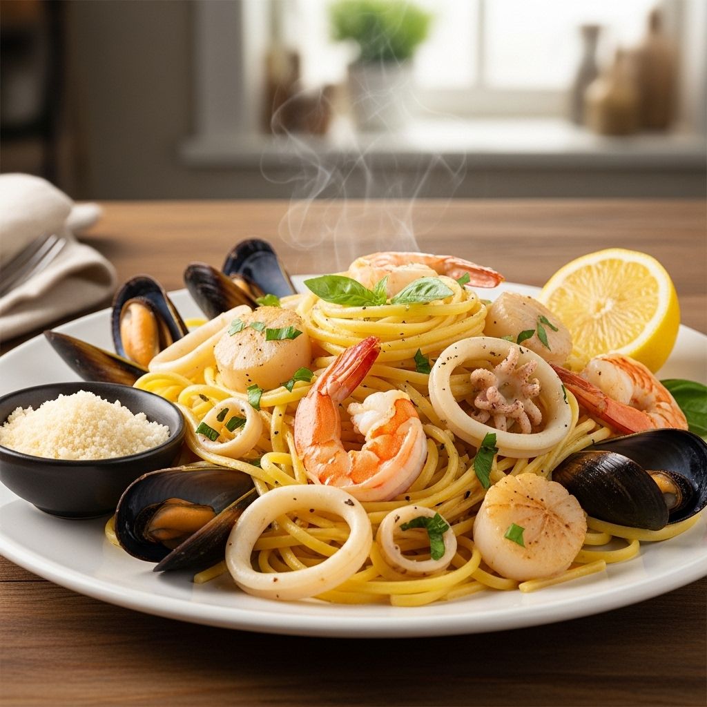 Ultimate Seafood Pasta: Rich Flavors & Simple Techniques A zesty sauce elevates shrimp, lobster, calamari, and scallops into elegant meals.