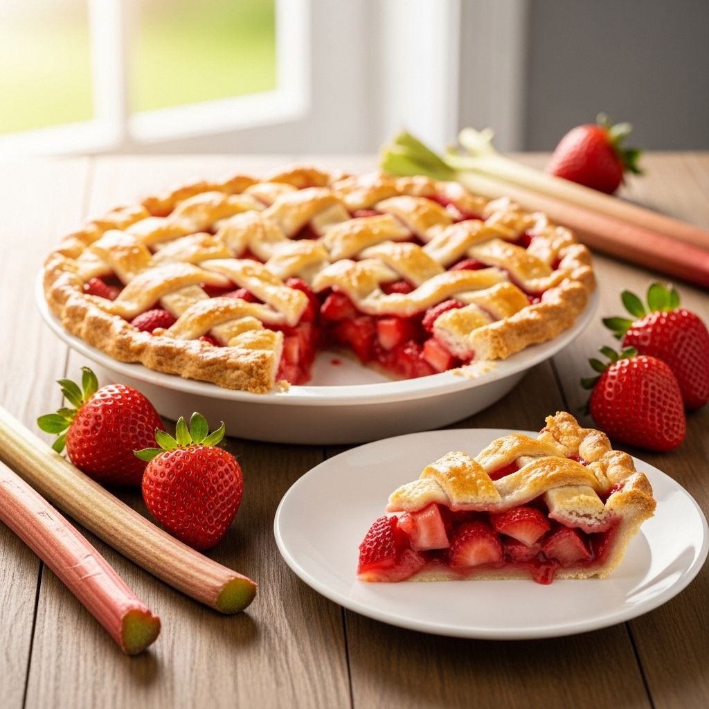 Golden lattice work reveals a balanced sweet and tart filling that's full of flavor.