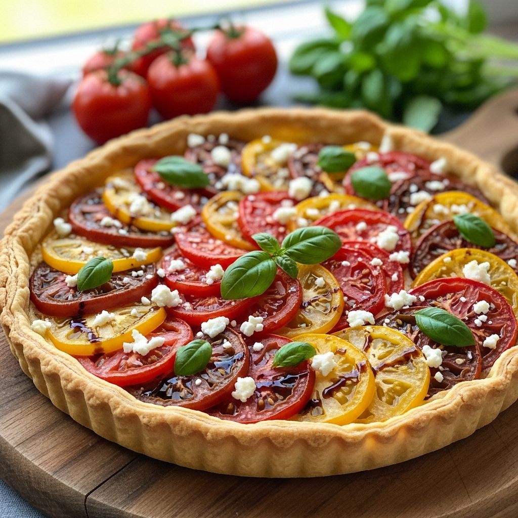 Silky onions and melting cheese on golden pastry create a garden-fresh flavor experience.