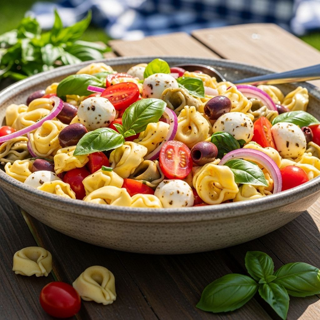 The Ultimate Tortellini Pasta Salad: A Flavor-Packed Italian Classic Cheese pillows and veggies meet a zesty sun-dried tomato dressing for vibrant flavor.