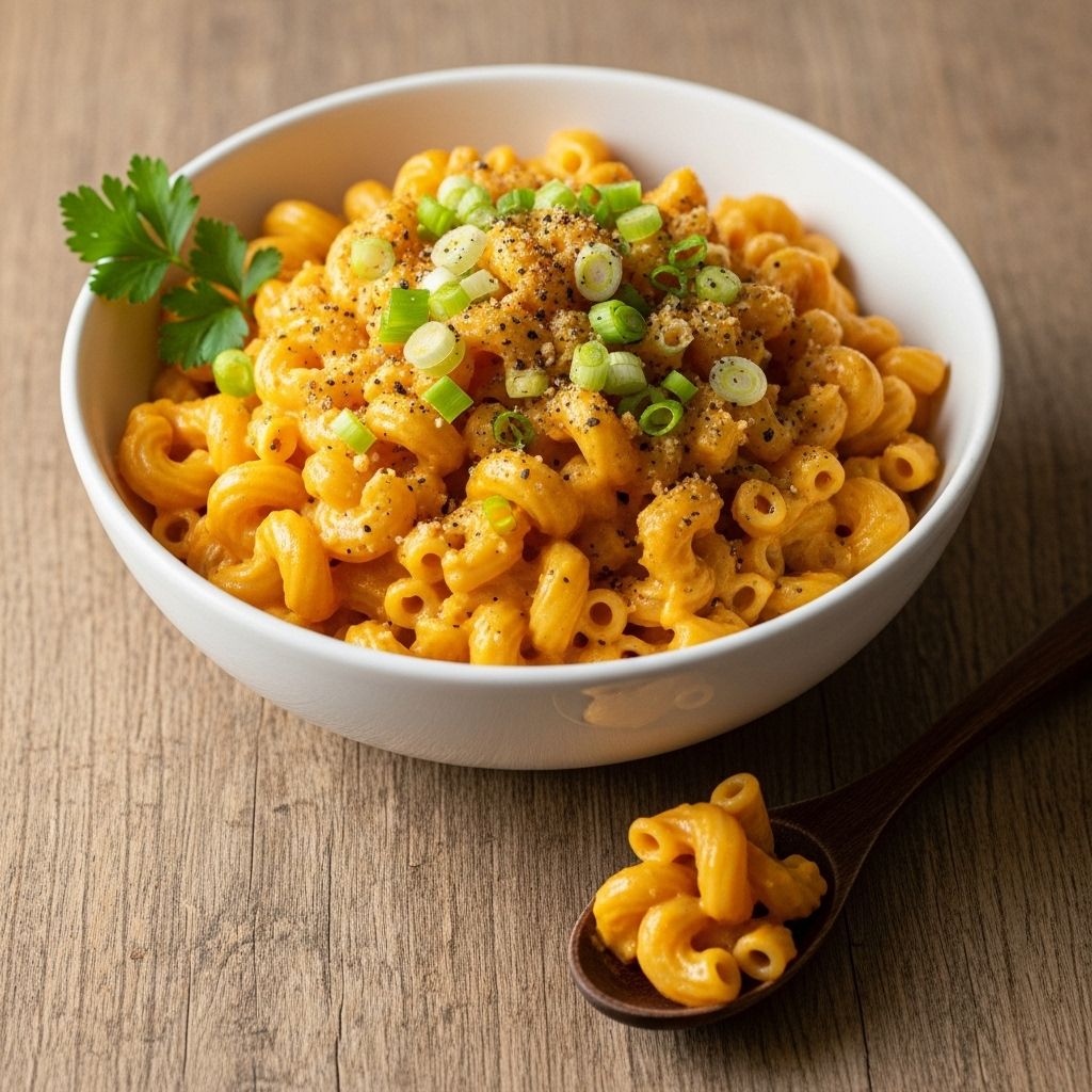 Plant-based goodness transforms pantry staples into a decadent, dairy-free comfort dish.