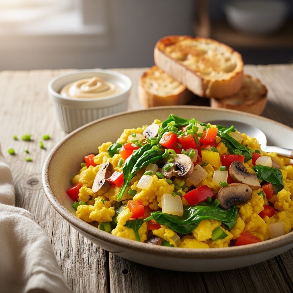A vibrant fusion of fresh produce and eggs that elevates any meal with minimal effort.