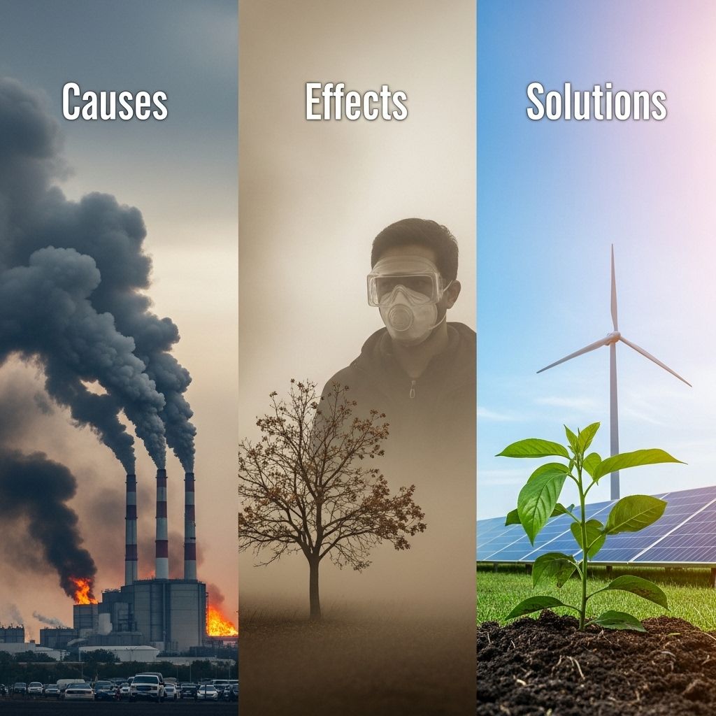 A comprehensive guide to air pollution, its sources, impact on health and climate, and strategies for a cleaner world.