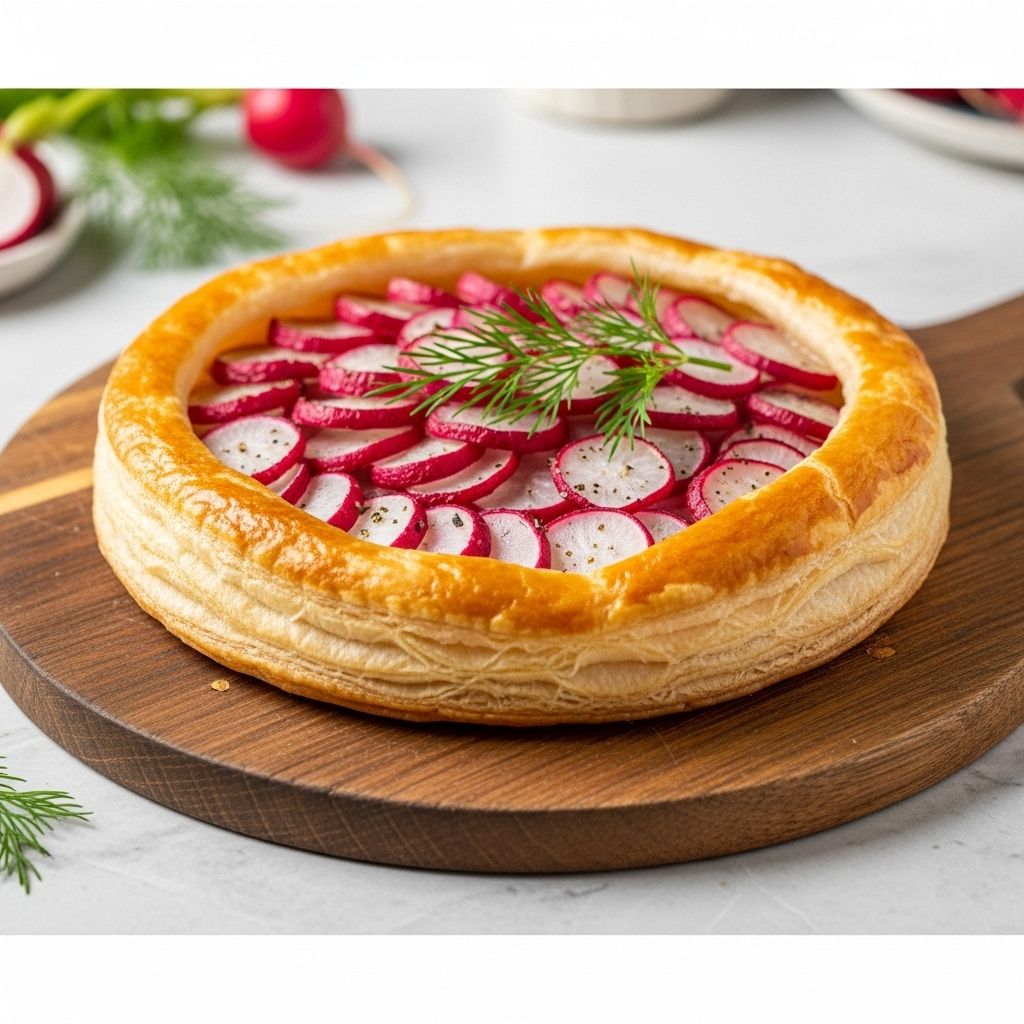 Upside-Down Puff Pastry Radish Tarts: A Vibrant and Easy Appetizer Crisp layers meet tangy toppings in a simple bake that brightens any gathering.