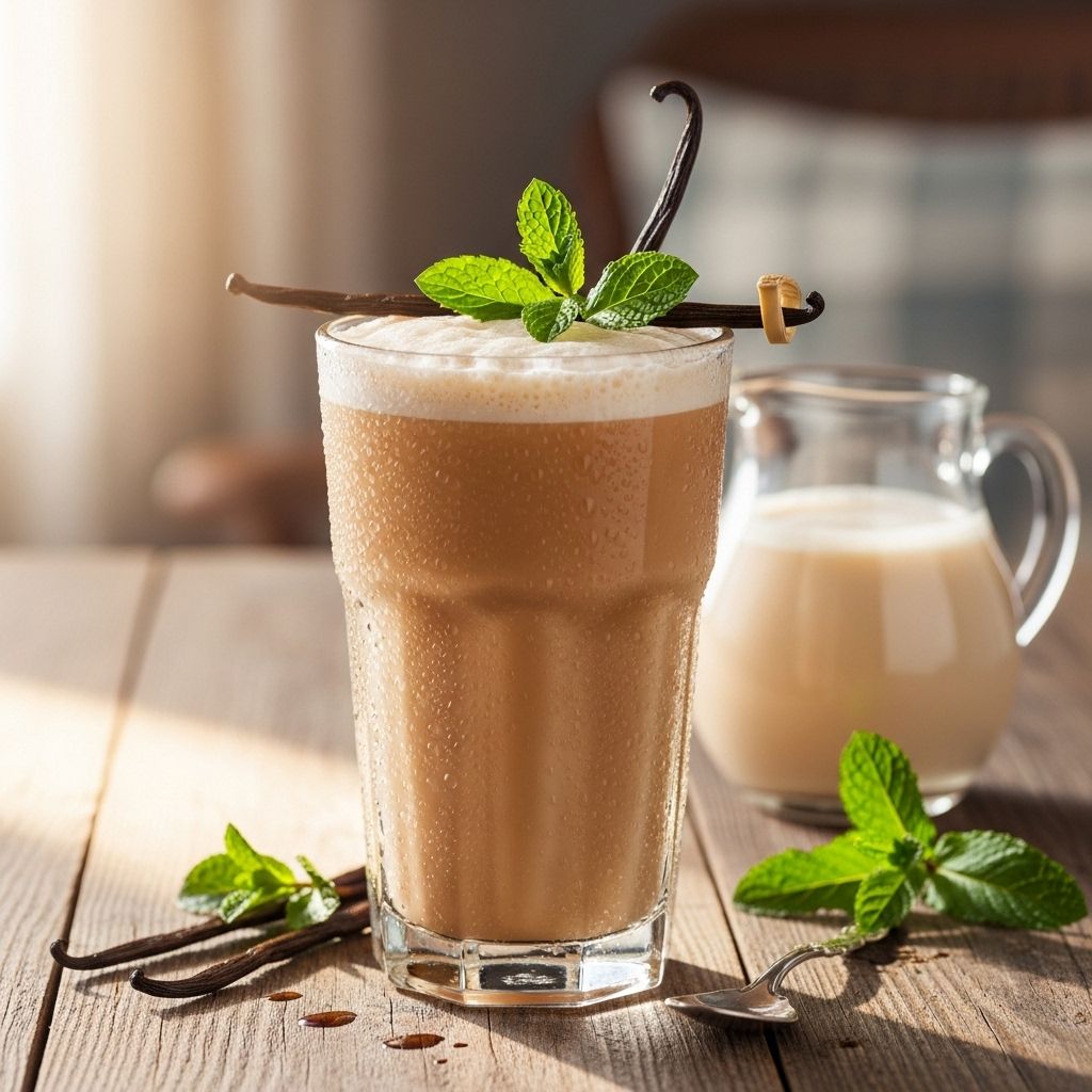 Fragrant syrup and a swirl of rich milk transform a classic drink into a summer star.