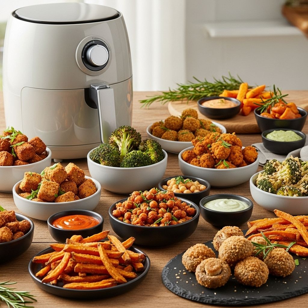 Explore vegan air fryer recipes, from crispy mains and sides to irresistible baked treats, all crafted for flavor and healthier cooking.