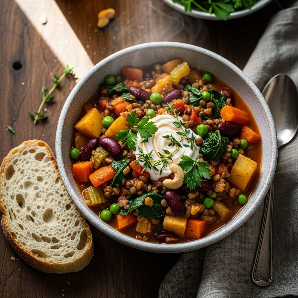 Plant-powered soups and stews that deliver warm, nourishing bowls with global flair.