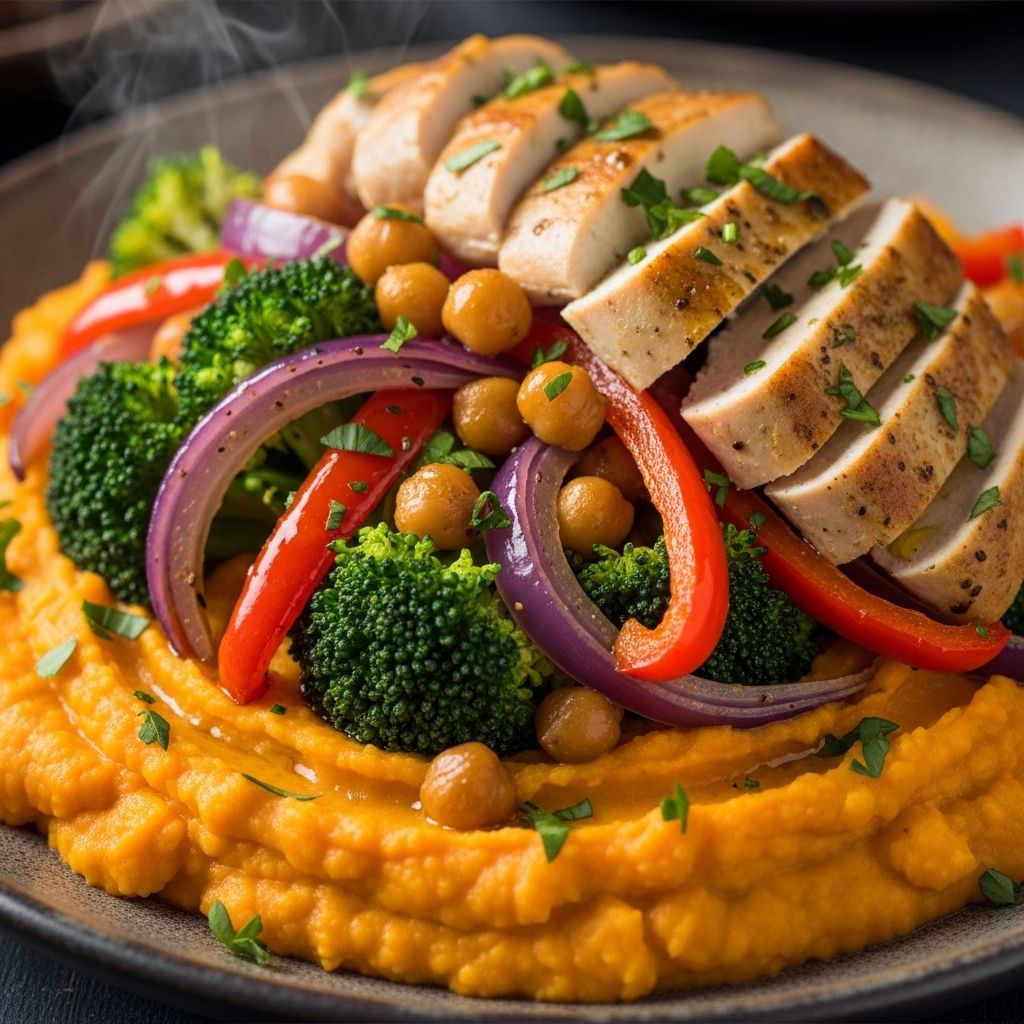 Discover a nourishing, colorful veggie and bean topping for creamy sweet potato mash—a simple, protein-rich comfort food you’ll crave.
