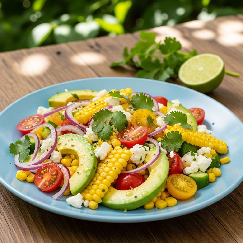 Sweet kernels, buttery avocado, and crisp veggies combine for a refreshing, colorful side.
