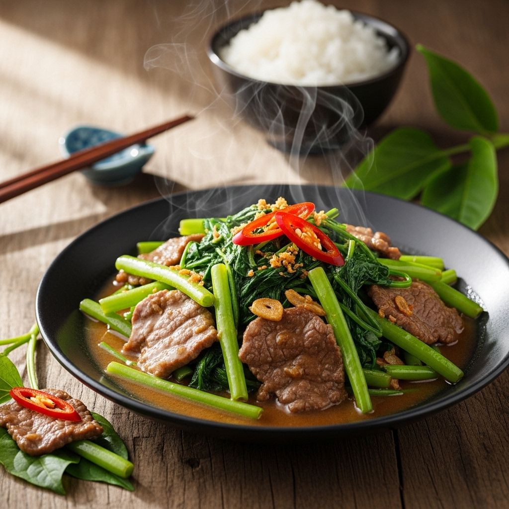 Crisp greens tossed in aromatic garlic sauce reveal a quick, satisfying stir-fry side.