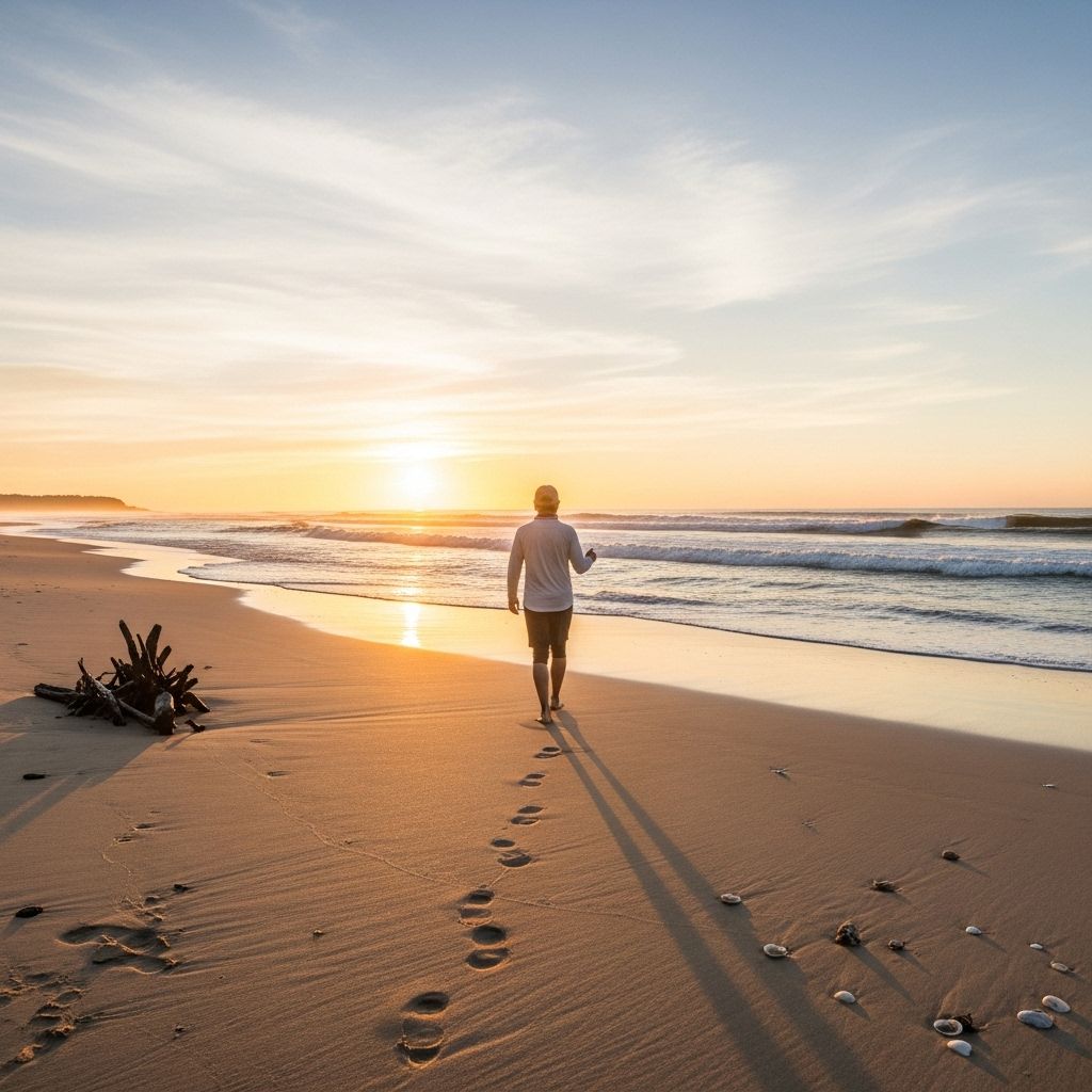 Walking on the Beach: Health Benefits, Safety Tips, and Mindful Practices Feel each step bring calm focus and stronger muscles on your next seaside walk.