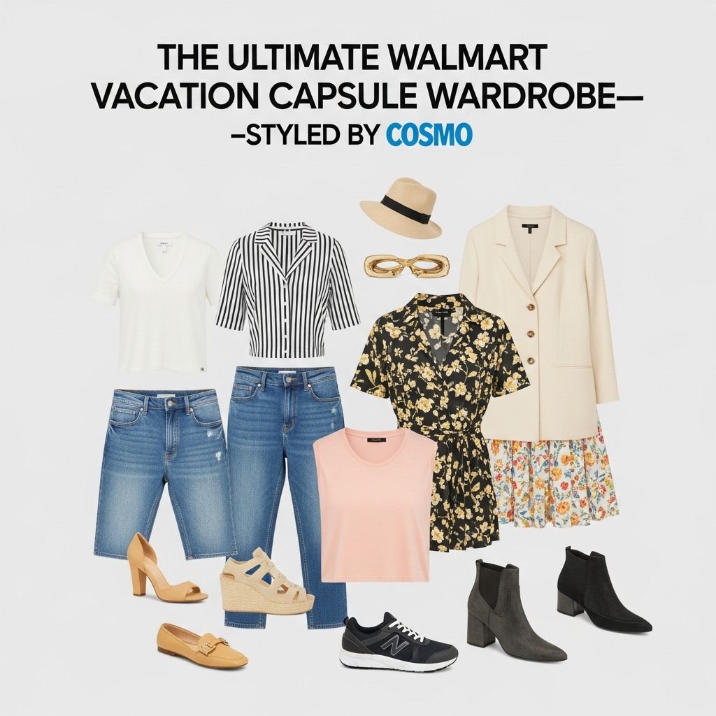 The Ultimate Walmart Vacation Capsule Wardrobe—Styled by Cosmo Discover 12 must-have affordable fashion and beauty picks for your next vacation—style, comfort, and versatility, all from Walmart.