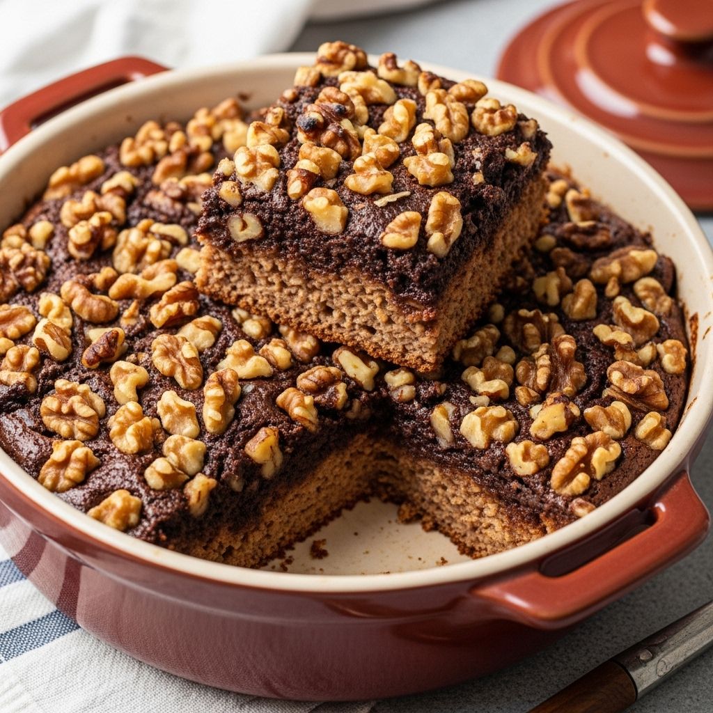 Walnut Brownie Baked Oatmeal: The Perfect Blend of Breakfast and Dessert Brings indulgent brownie flavor to your morning routine with minimal prep.