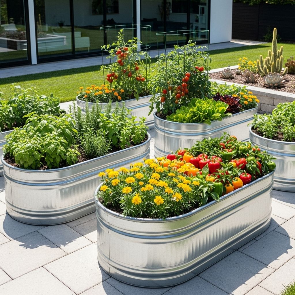 Repurpose farm equipment into stylish, water saving planters that boost productivity.