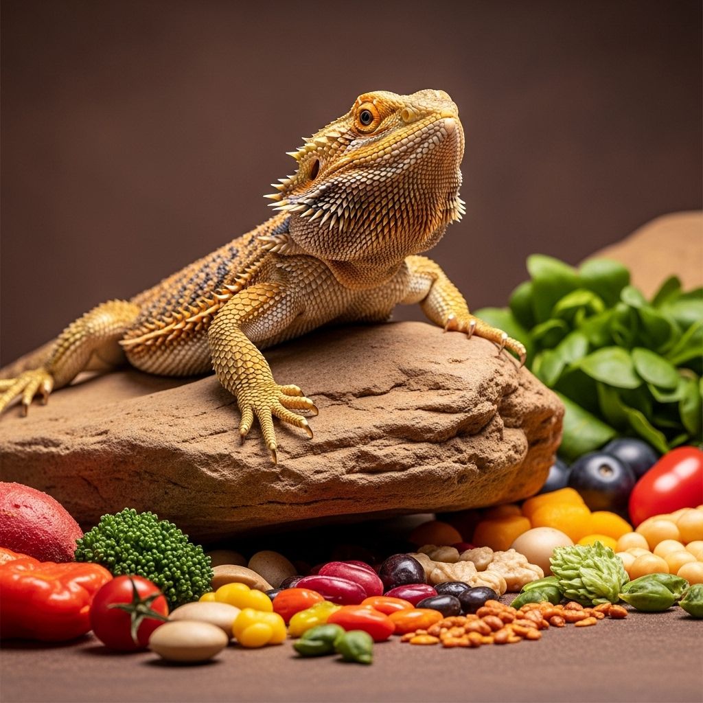 A balanced mix of insects, greens, and treats keeps your scaly companion healthy.