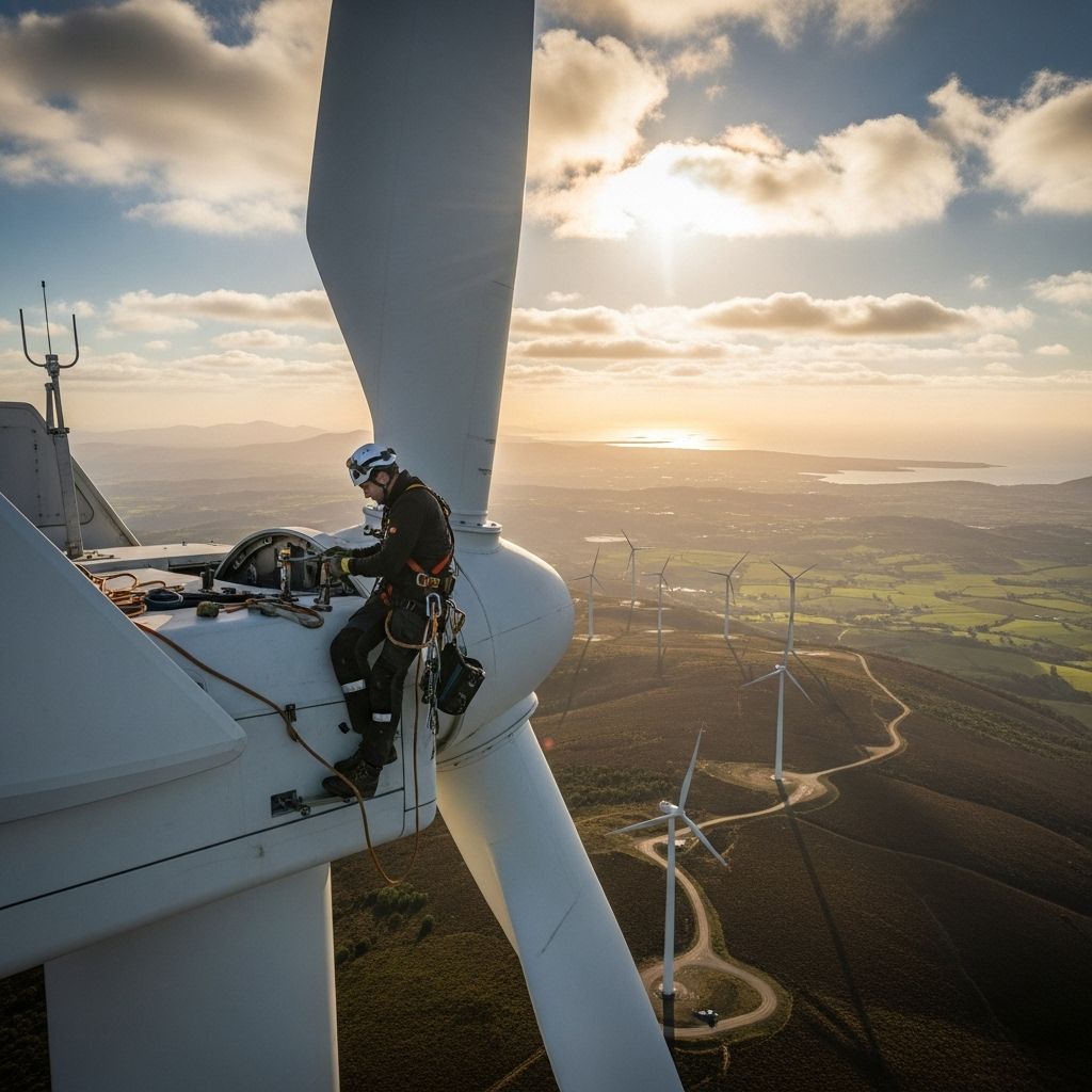 Discover the physical and technical demands, daily routines, and awe-inspiring moments of wind turbine service technicians.