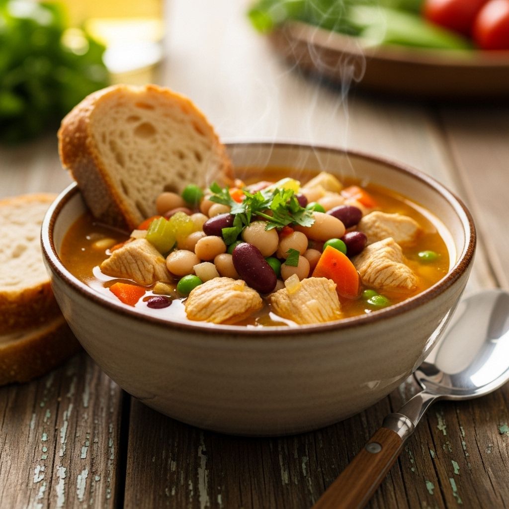 Discover how to make a flavorful chicken and bean soup packed with protein, veggies, and comfort—perfect for any night.