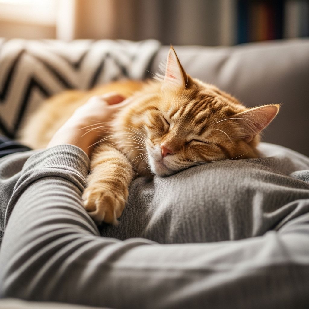 A purring presence on your lap speaks volumes about a pet's desire for warmth and trust.