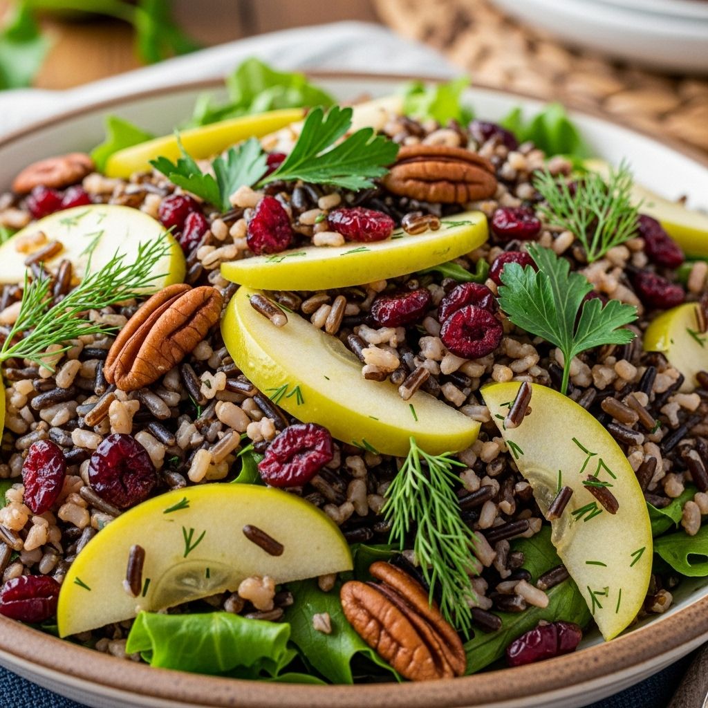 A seasonal side brimming with chewy grains, tangy fruit bursts, and toasted nut crunch.