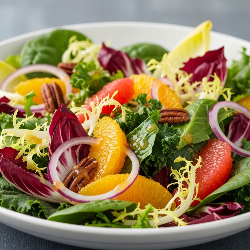 A lively blend of bitter leaves and zesty sweetness that elevates cold-weather meals.