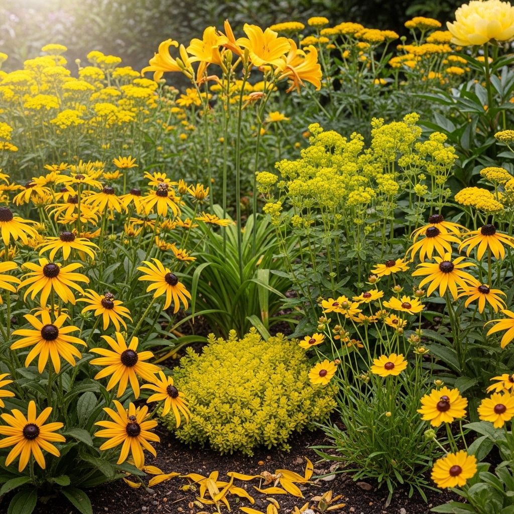 Hardy plant varieties shine in golden hues from spring through autumn.