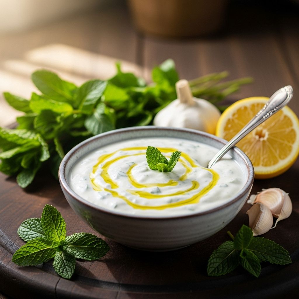 A herby, cooling condiment that adds creamy tang and customizable twists to any dish.