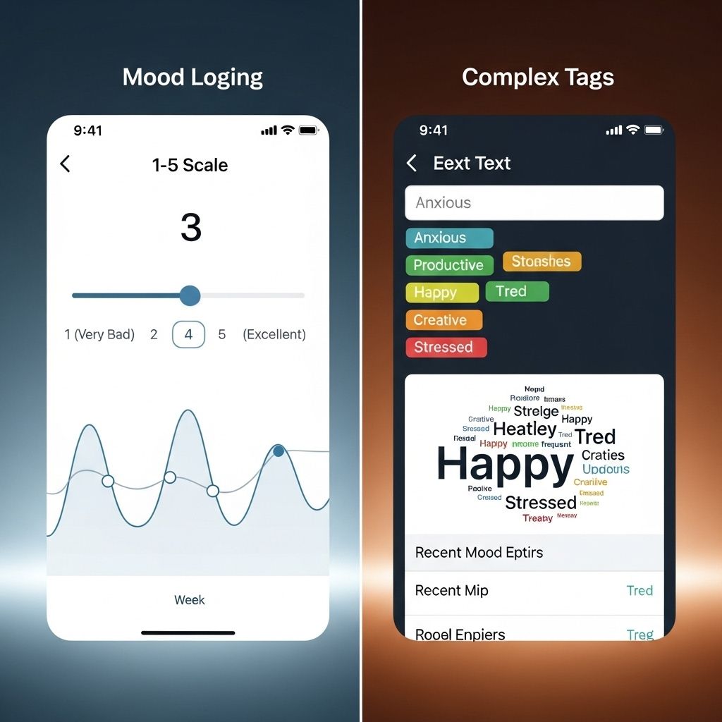 1-5 Scale vs. Complex Tags for Mood Logging: Navigating Simplicity and Depth in Emotional Measurement Different mood-tracking tools uncover patterns that boost your emotional awareness.
