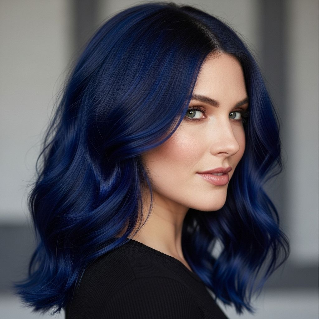 Explore vibrant, bold, and creative dark blue hair ideas—from blue-black hues to vivid highlights and ombré transformations.