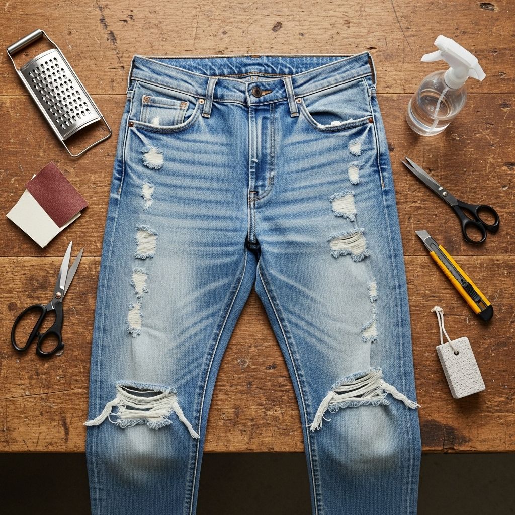 Transform your old denim into trendsetting distressed jeans with safe, stylish, and easy DIY methods.
