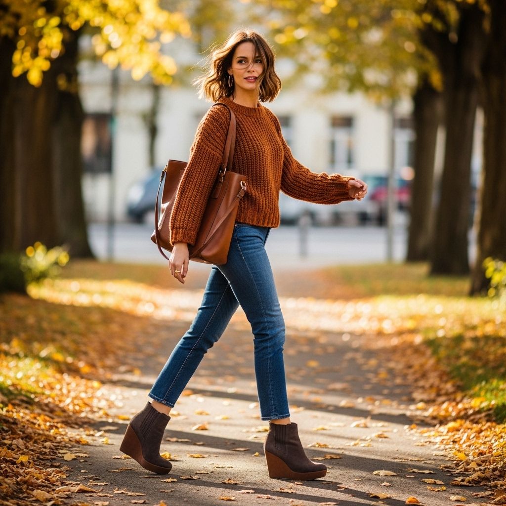 Master chic, versatile looks by pairing your favorite jeans with wedge sandals for the ultimate fall style upgrade.