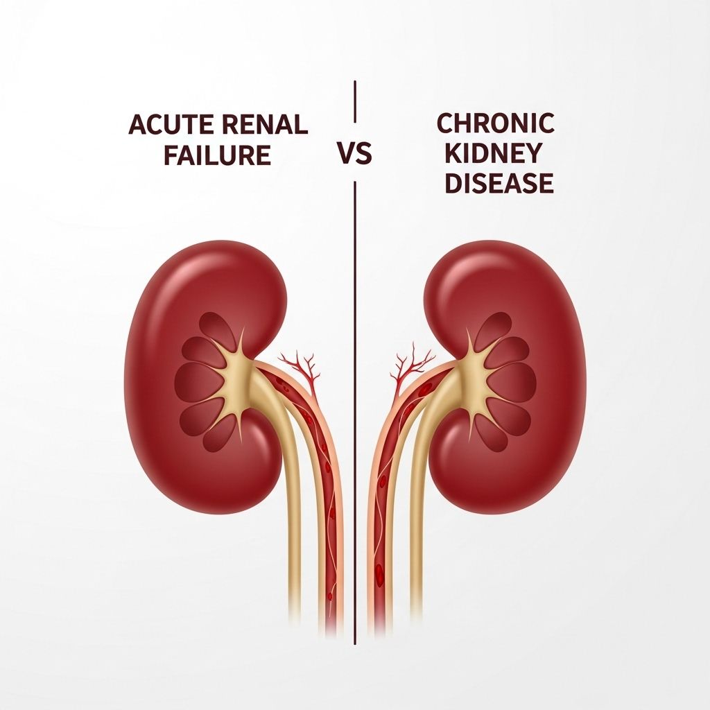 Understand how acute renal failure differs from chronic kidney disease in causes, symptoms, treatment, and long-term outlook.