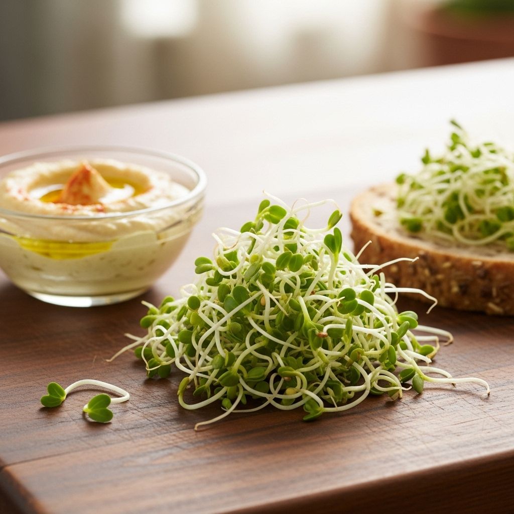 Alfalfa Sprouts: Comprehensive Guide to Benefits, Uses, and Distinctive Taste Explore the nutritional powerhouse of alfalfa sprouts, their health benefits, versatile culinary uses, and unique taste profile.