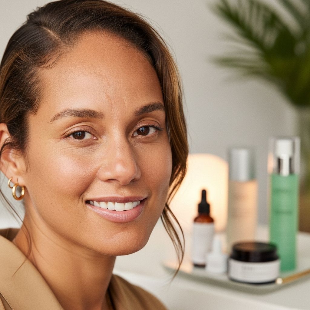 Discover the products and philosophies behind Alicia Keys' signature glow and her no-makeup approach to beauty.