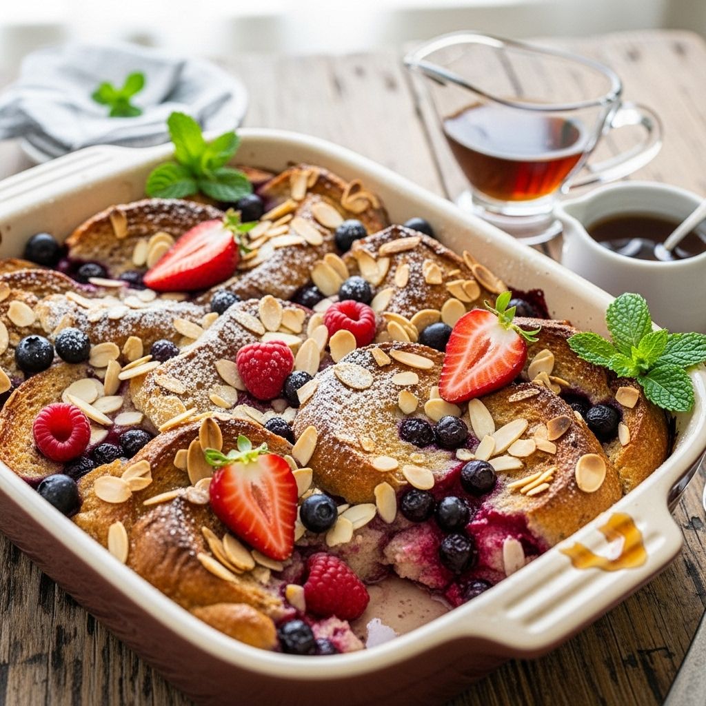 This make-ahead almond berry French toast bake brings together fresh berries, creamy textures, and wholesome flavors for an irresistible breakfast or brunch.
