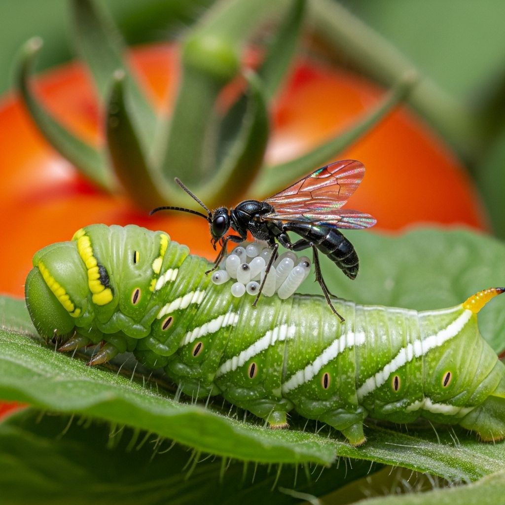 Discover how parasitic wasps provide effective, natural protection against tomato hornworm caterpillars while supporting a thriving organic garden.