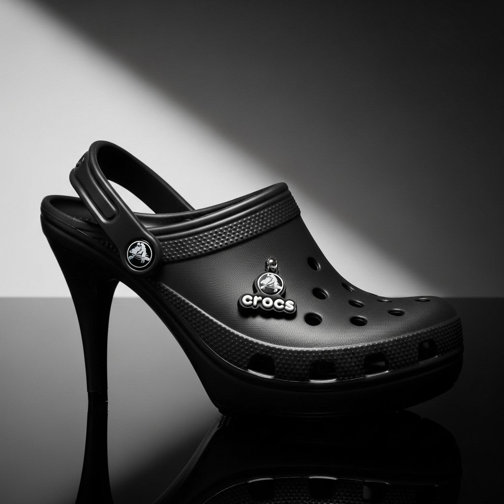 Balenciaga and Crocs redefine footwear with daring stiletto mules, blending comfort and luxury in a striking new form.