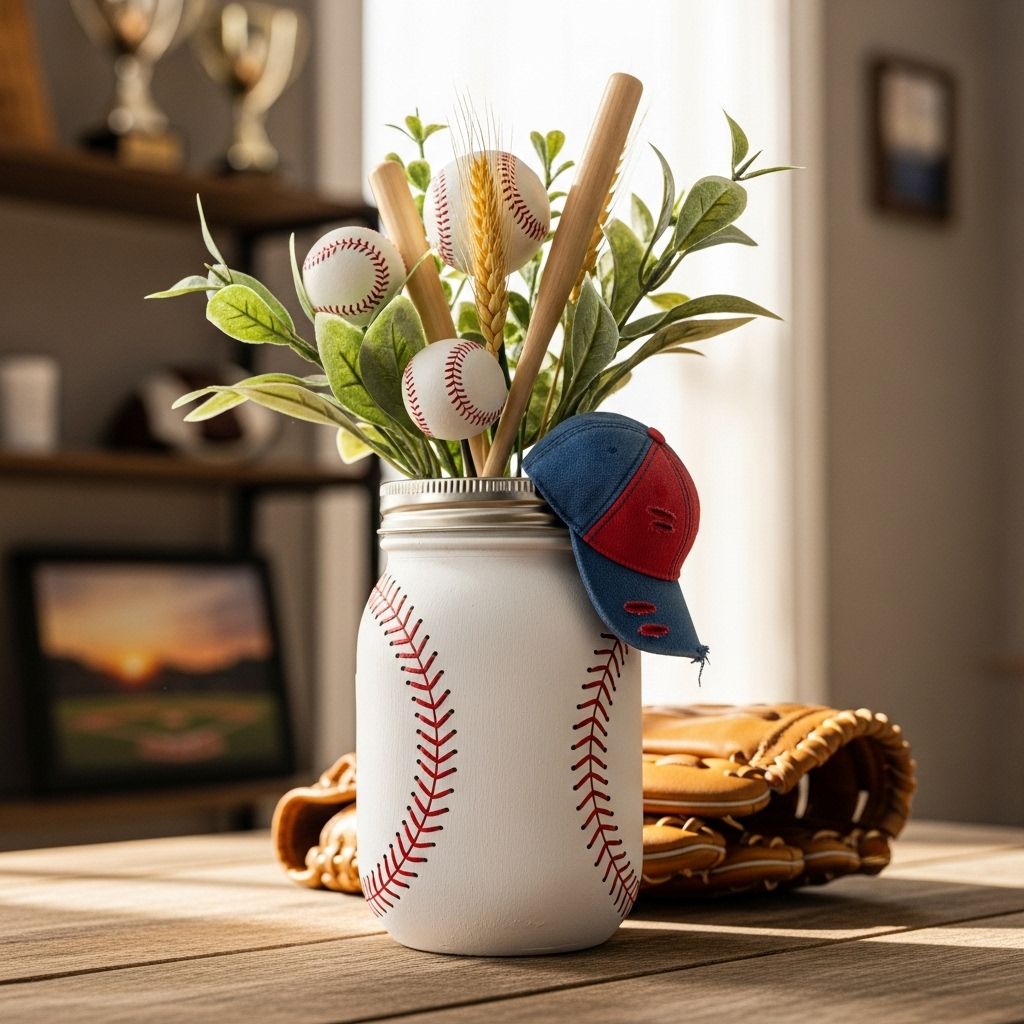 Transform jars into sports keepsakes with painting and stitch details for a unique touch.