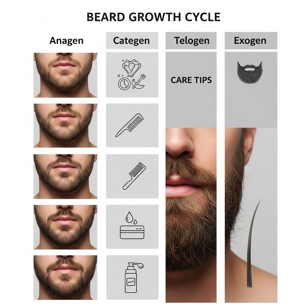 Beard Growth Cycles Explained: Anagen, Catagen, and Telogen Phases Balanced nutrition, proper grooming, and patience unlock your beard’s full potential.