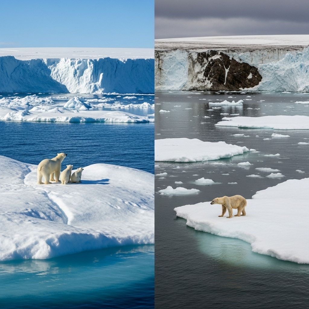 From satellite images to scientific insights, explore dramatic before-and-after visual proof of rapid ice melt caused by climate change.