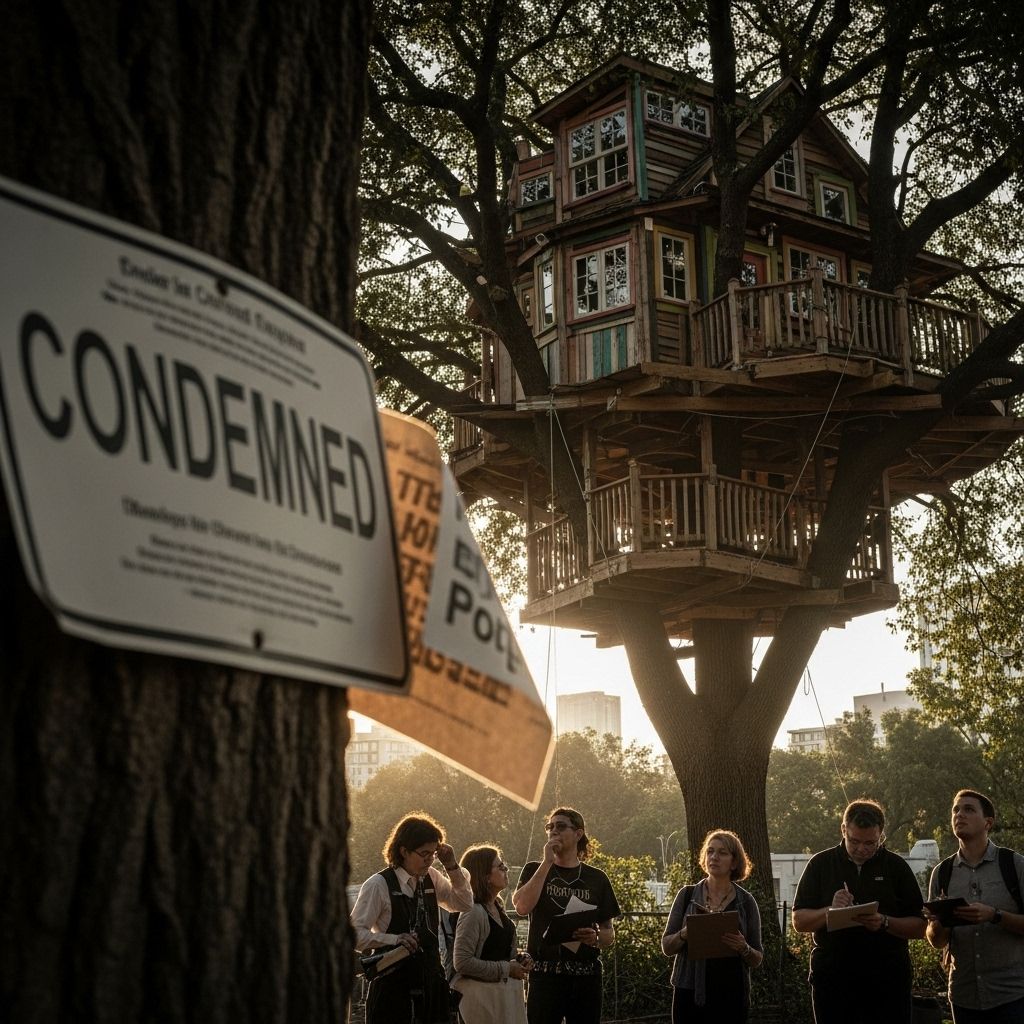Exploring the clash between whimsical treehouses, cherished by communities, and the strict codes that threaten their existence.