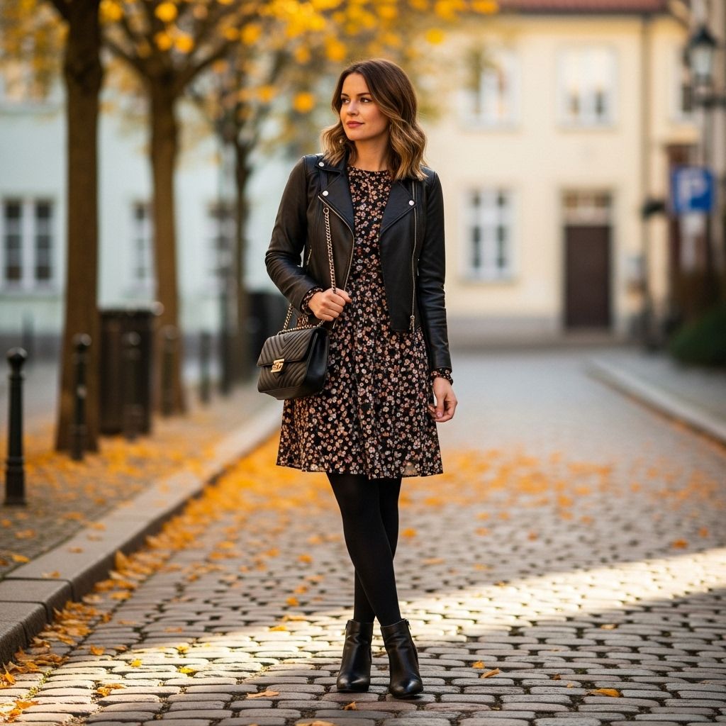 Your ultimate guide to styling black tights with every kind of dress for a fresh, cozy and on-trend autumn look.