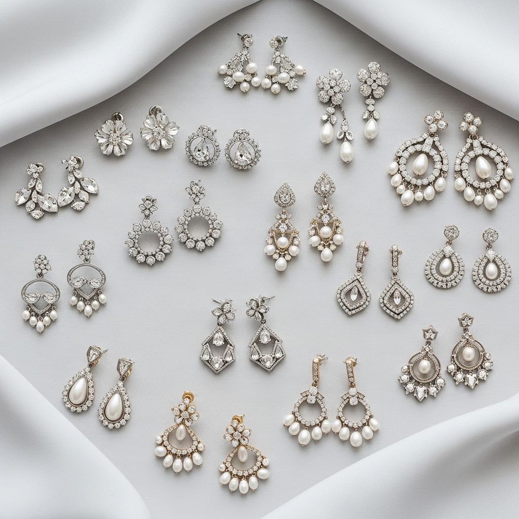 Discover stunning bridal earrings for every style, from pearls and gold hoops to classic drops and bold statement pieces.