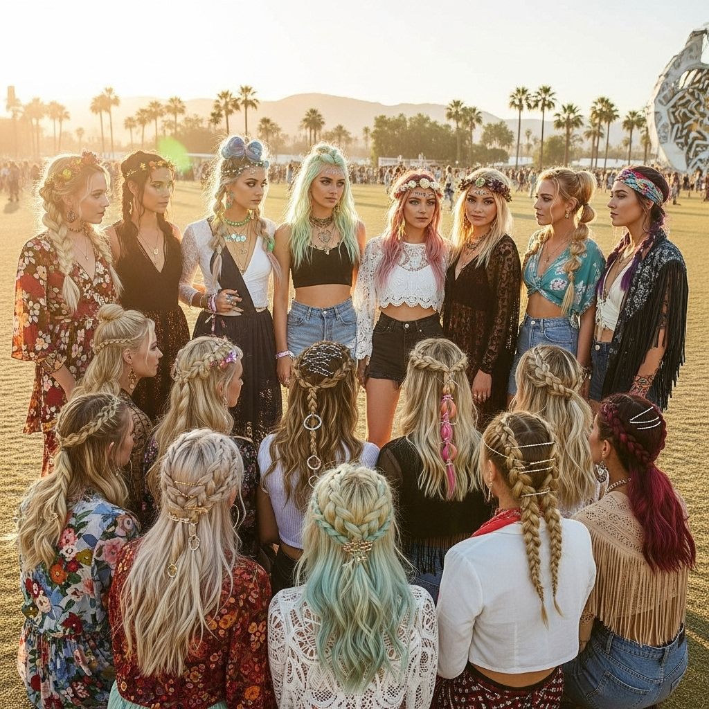 Get inspired by these top Coachella hairstyles, from braids and buns to statement accessories, for your next festival adventure.